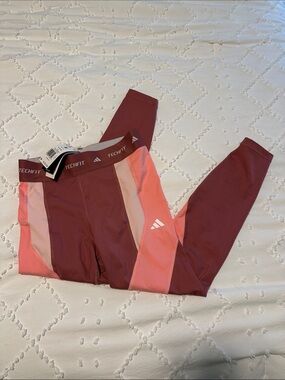 adidas Maroon and Pink Techfit Colorblock Women’s Leggings